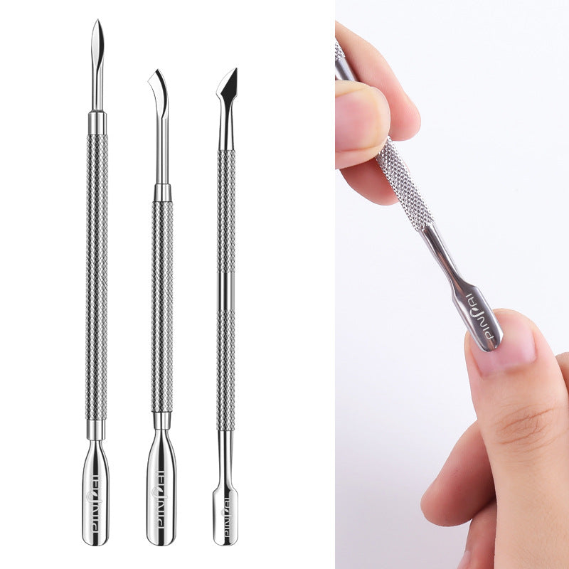 Manicure tool double-headed stainless steel pusher manicure exfoliation remover nail polish glue nail dead skin pusher