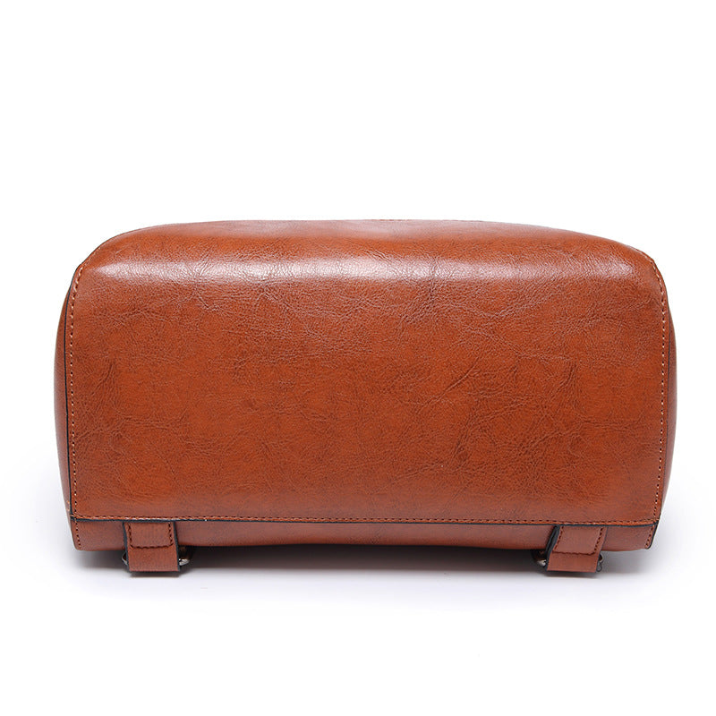 Oil wax leather women's backpack 2023 new style bag trendy simple Korean style fashion casual travel backpack one piece drop shipping