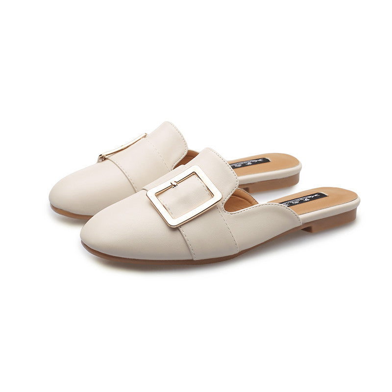 2024 new style baotou slippers for women summer outdoor lazy half slippers fashionable flat mules same style sandals for internet celebrities
