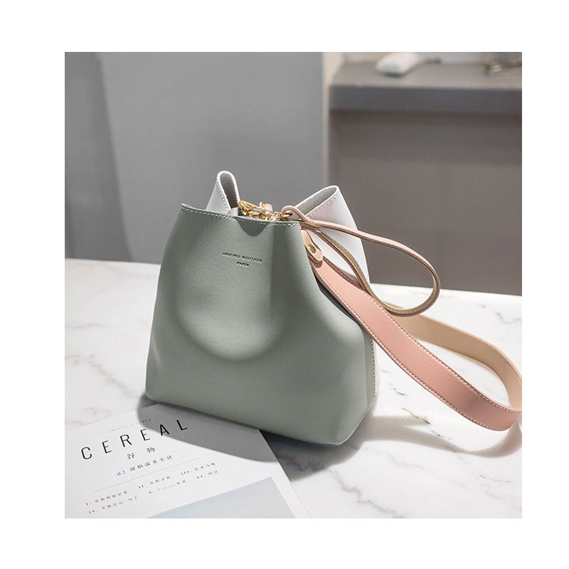 Factory direct supply 2023 new mother-in-law bag, women's bag, contrasting color bucket bag, Korean version wide shoulder strap single shoulder crossbody bag wholesale