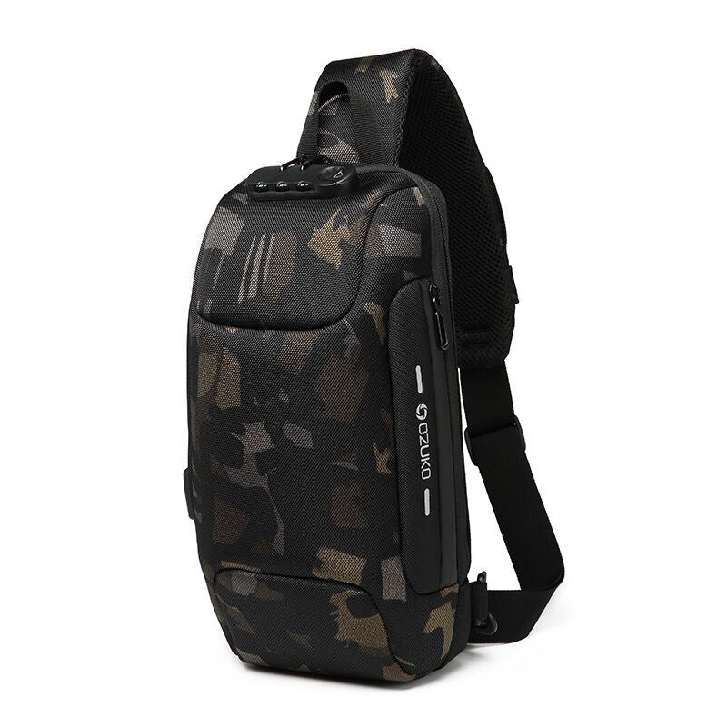 ozuko new men's chest bag trendy sports crossbody bag men's outdoor tactical waterproof men's bag shoulder bag