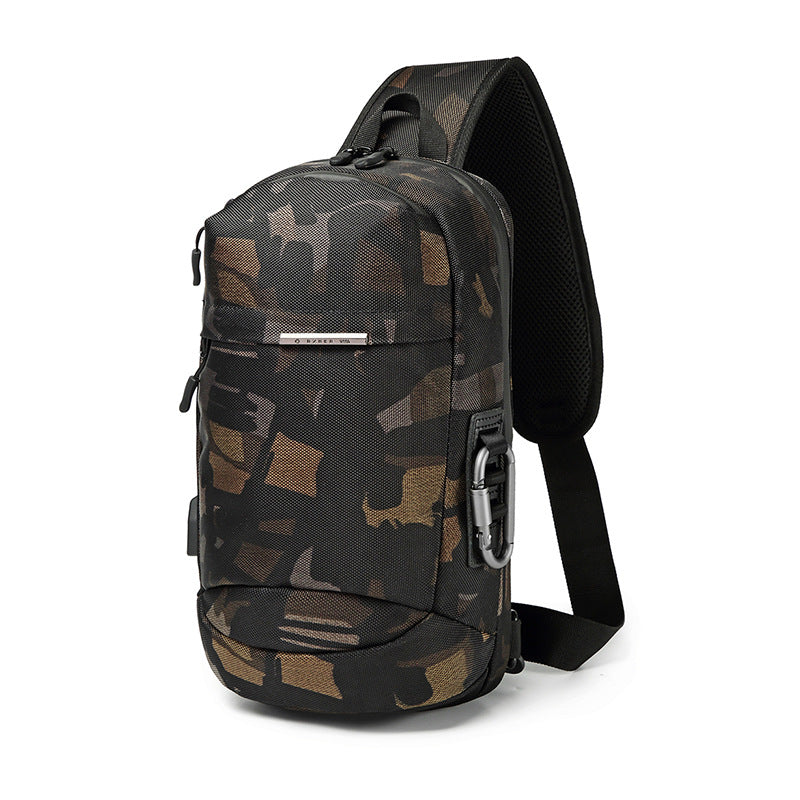Ozuko new men's chest bag outdoor sports shoulder bag men's casual waterproof multi-function chest bag factory direct sale