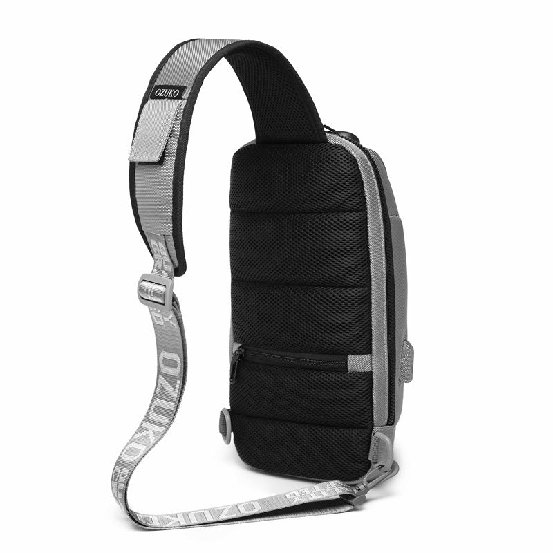 Ozuko men's trendy small chest bag outdoor sports men's crossbody bag casual waterproof Oxford cloth crossbody bag for men