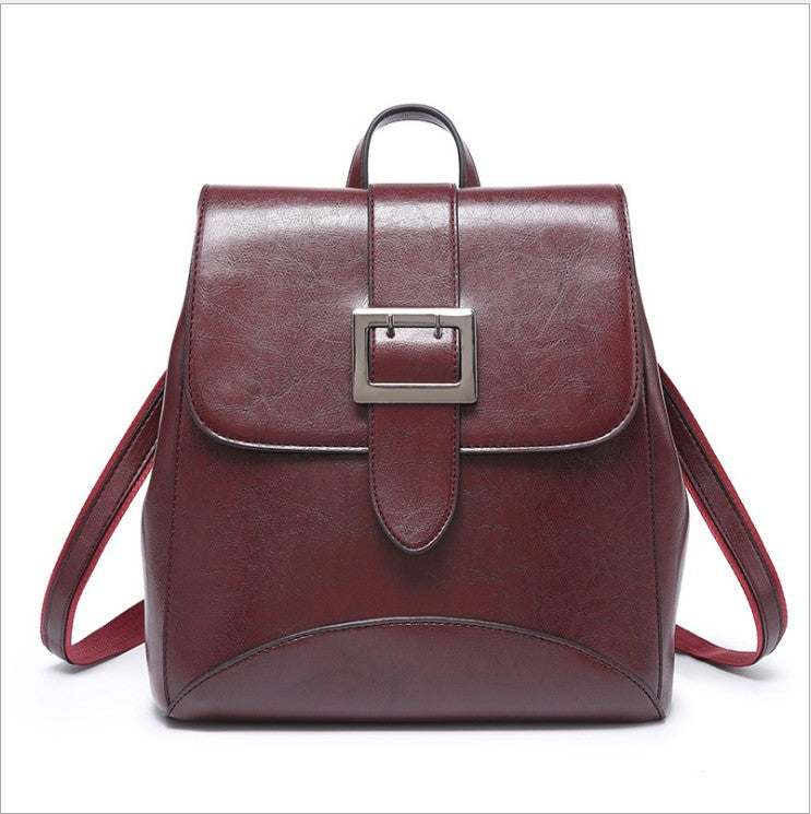 Oil wax leather women's backpack 2023 new style bag trendy simple Korean style fashion casual travel backpack one piece drop shipping