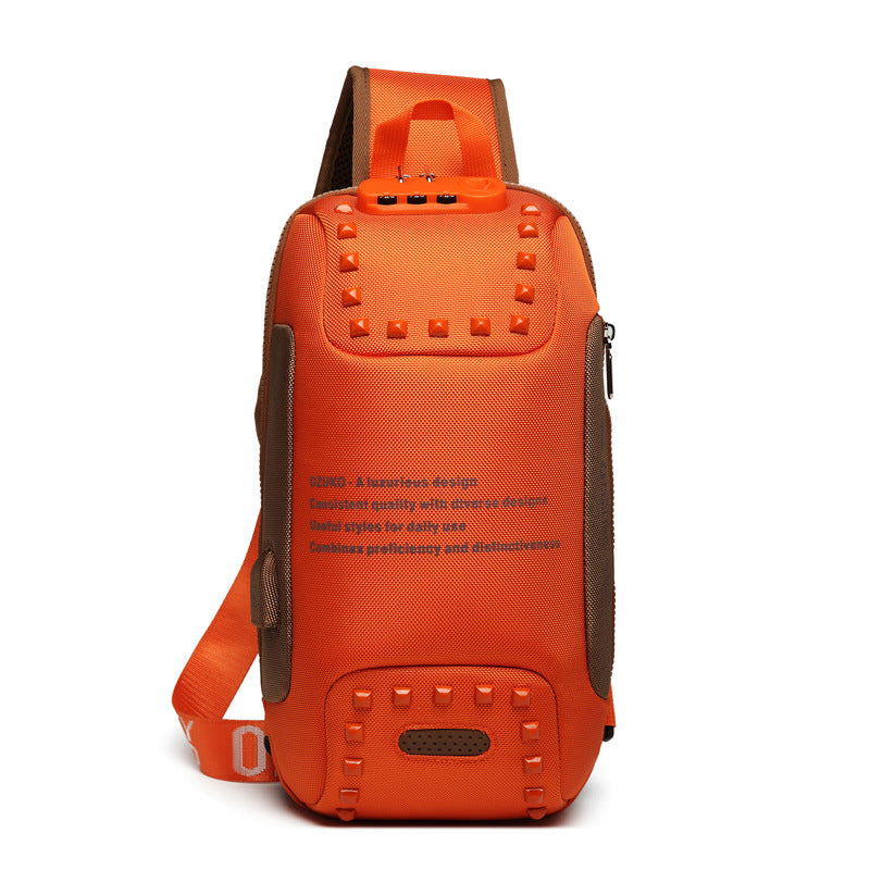 Ozuko men's trendy small chest bag outdoor sports men's crossbody bag casual waterproof Oxford cloth crossbody bag for men