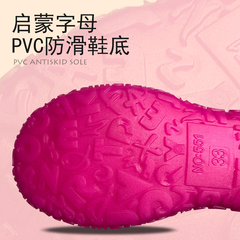 Children's rain boots women's fleece warm detachable water shoes non-slip waterproof rain boots young children's baby boy boots