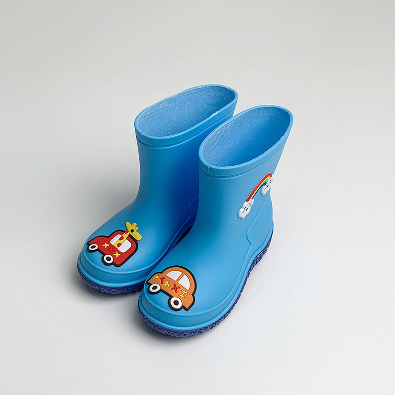 Children's rain boots women's fleece warm detachable water shoes non-slip waterproof rain boots young children's baby boy boots