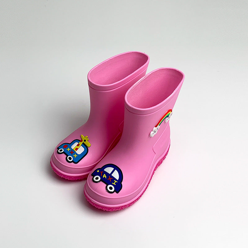 Children's rain boots women's fleece warm detachable water shoes non-slip waterproof rain boots young children's baby boy boots
