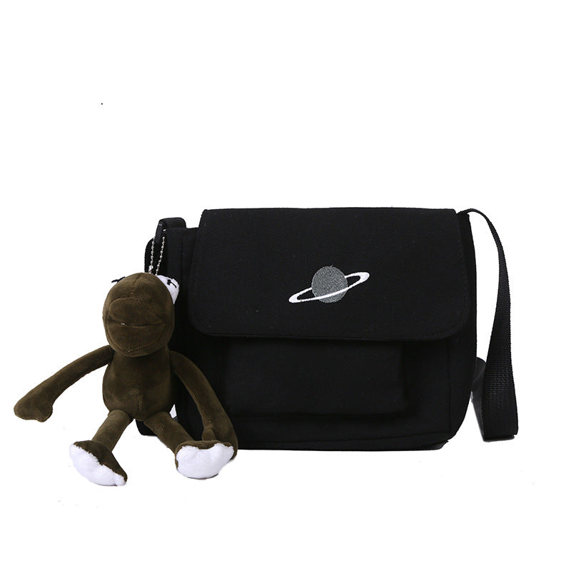 Korean ins canvas bag female student class crossbody bag Japanese style Harajuku wind planet tooling large capacity shoulder bag