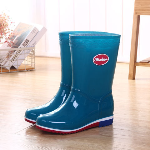Heshengyuan middle-high rain boots women's short-tube water shoes water boots women's winter plus velvet warm non-slip waterproof plastic shoes women