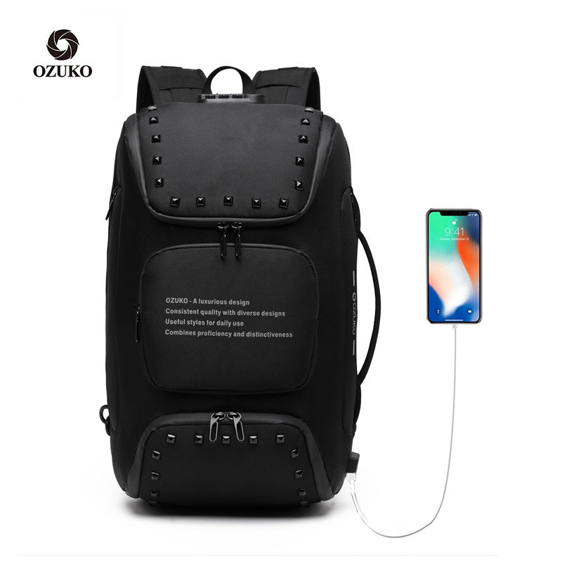 ozuko new student backpack sports trendy school bag Korean version multi-functional business computer backpack