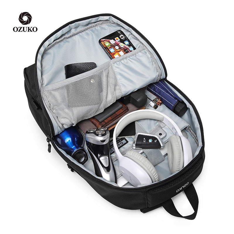 Ozuko new backpack men's business computer bag Korean style casual middle school student bag travel waterproof backpack