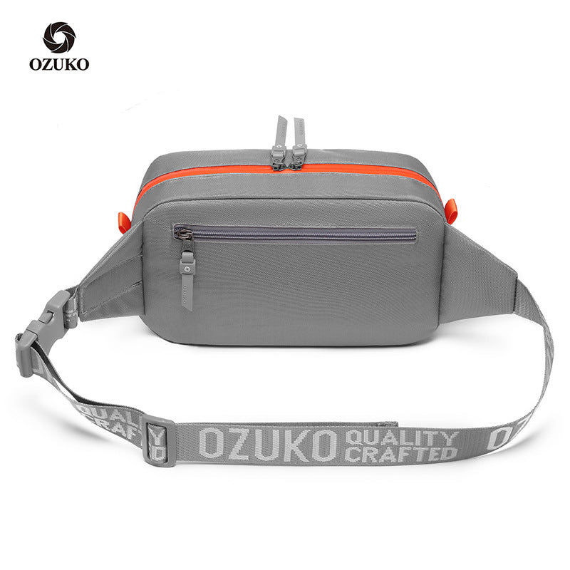 ozuko韩版手机腰包跑步时尚斜挎包 潮牌休闲牛津布胸包