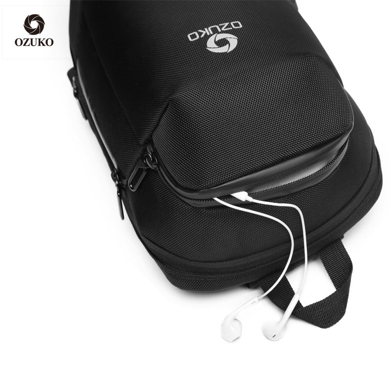 Ozuko new business chest bag Oxford waterproof crossbody bag men's casual multifunctional crossbody bag men's bag