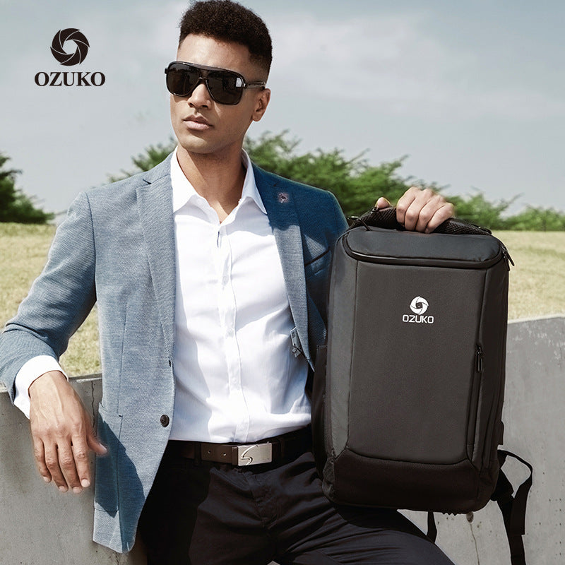 ozuko new business backpack men's outdoor multi-functional travel bag cross-border waterproof 17-inch computer backpack