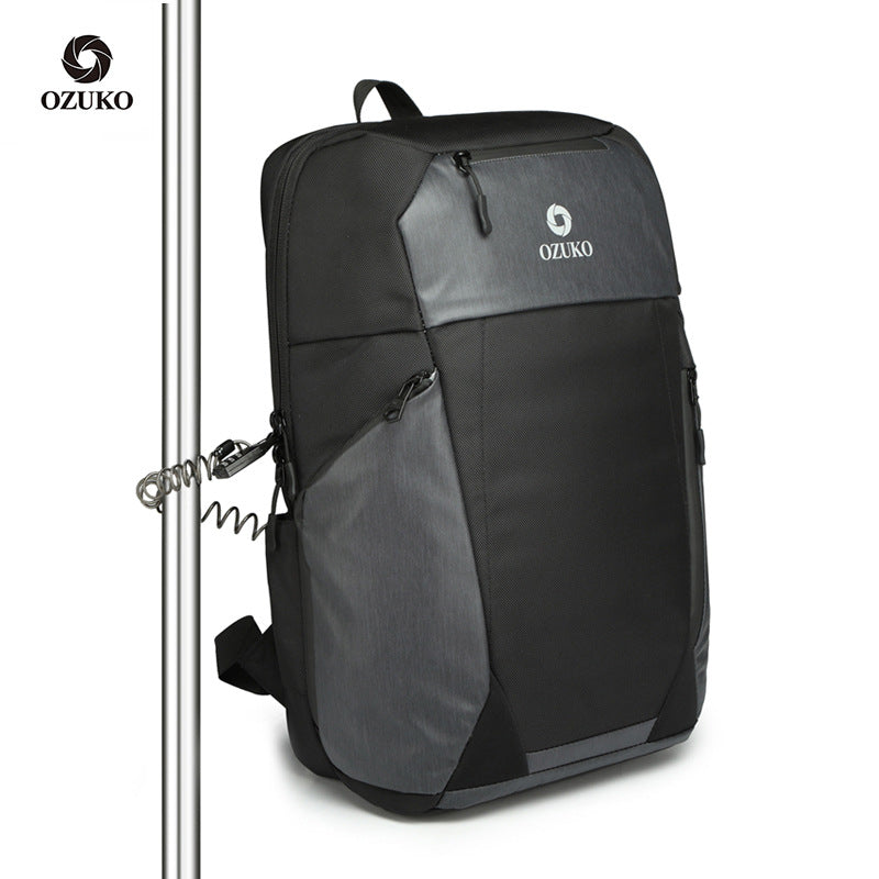 ozuko new waterproof college student backpack 15.6 inch business backpack college student Oxford cloth computer bag