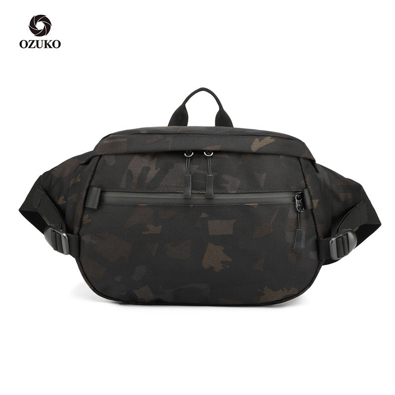 ozuko new waist bag multi-functional large-capacity waist bag men's sports waterproof Oxford cloth single shoulder crossbody bag for men