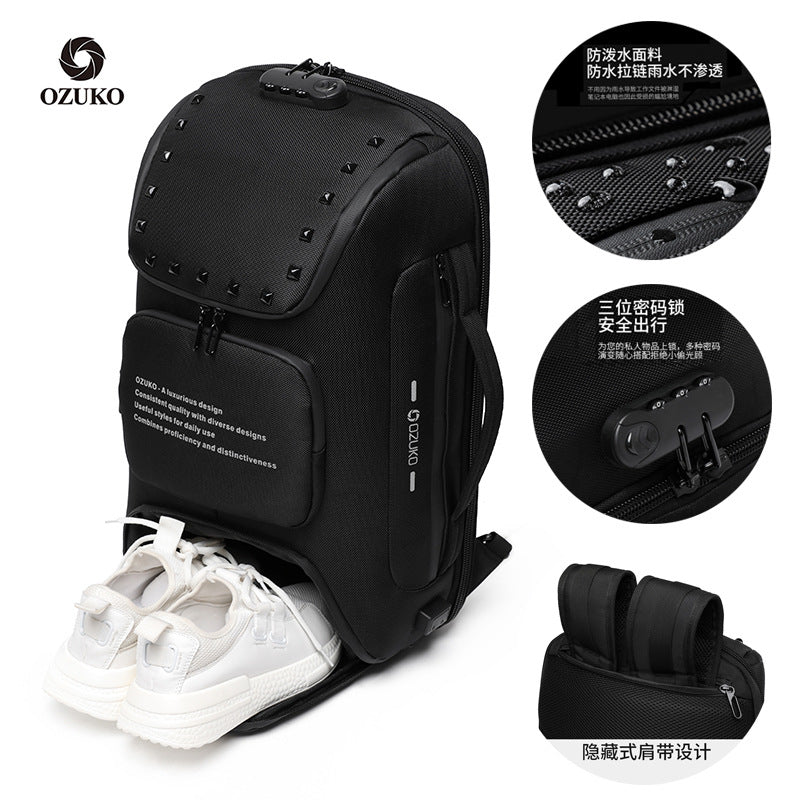 ozuko new student backpack sports trendy school bag Korean version multi-functional business computer backpack