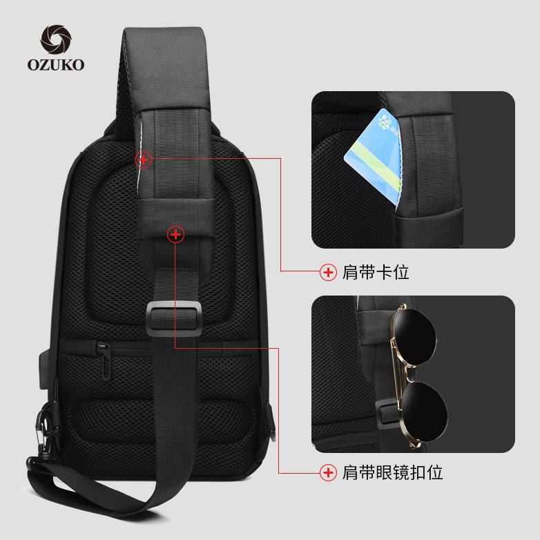 ozuko spot wholesale cross-body shoulder bag sports casual men's shoulder bag outdoor fashion trend chest bag for men