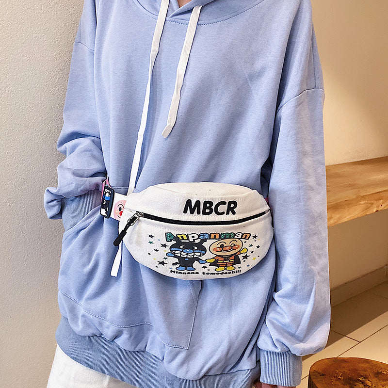 ins chest bag women's 2019 new Korean style student style girl broadband shoulder messenger bag fashion canvas waist bag