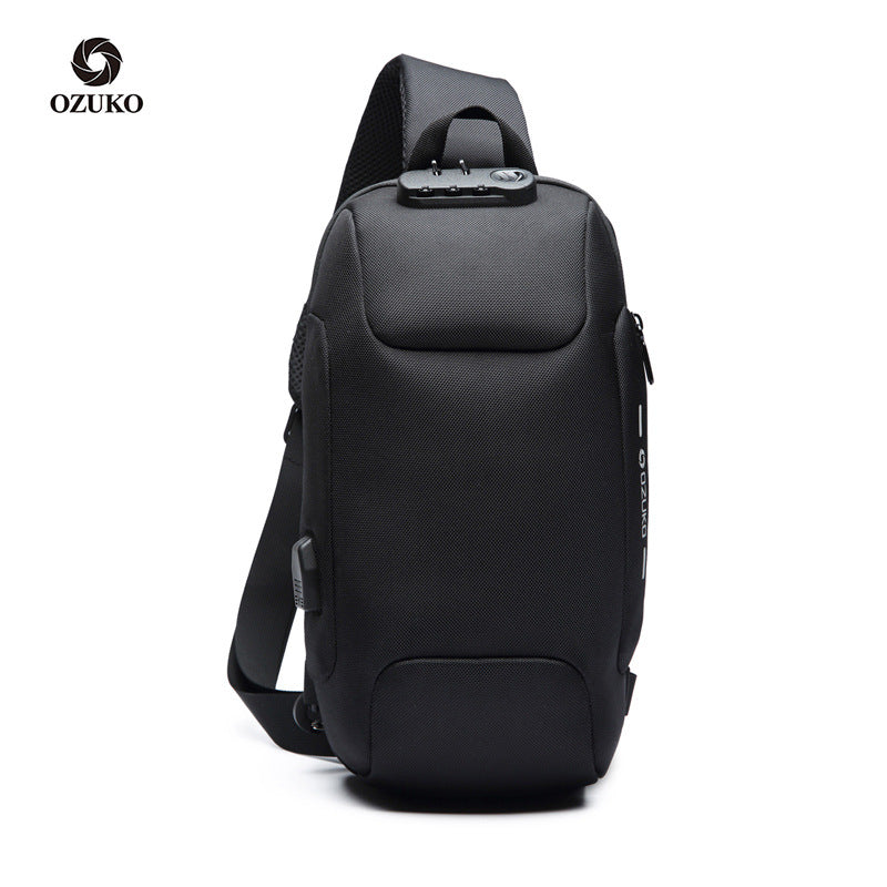 ozuko new men's chest bag trendy sports crossbody bag men's outdoor tactical waterproof men's bag shoulder bag