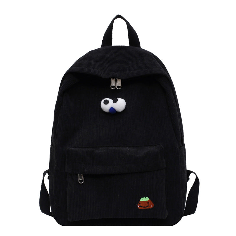 Corduroy backpack women's 2020 new trendy Korean version student campus backpack high school college student school bag