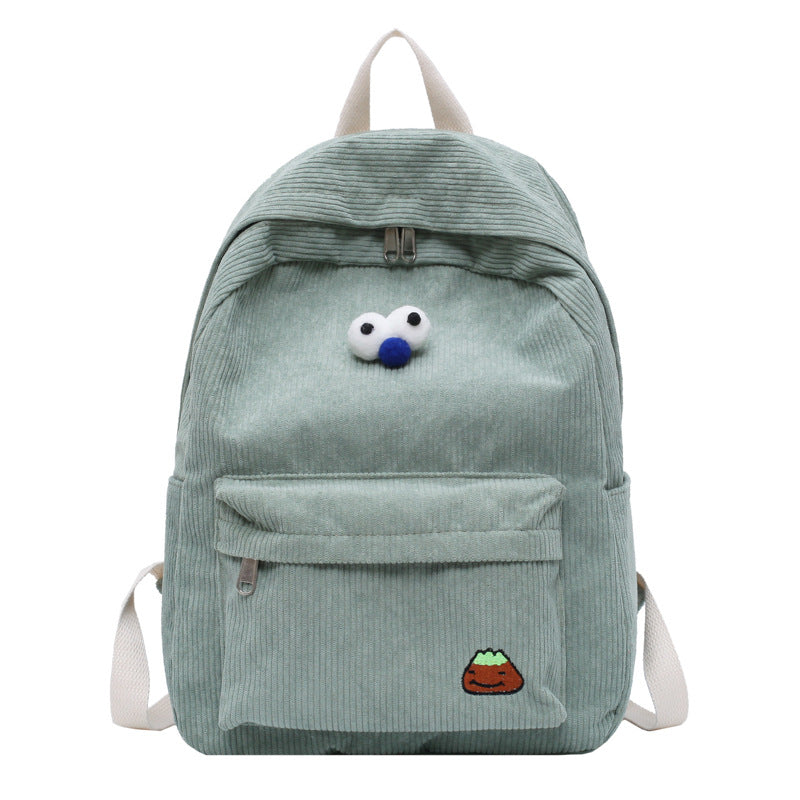 Corduroy backpack women's 2020 new trendy Korean version student campus backpack high school college student school bag