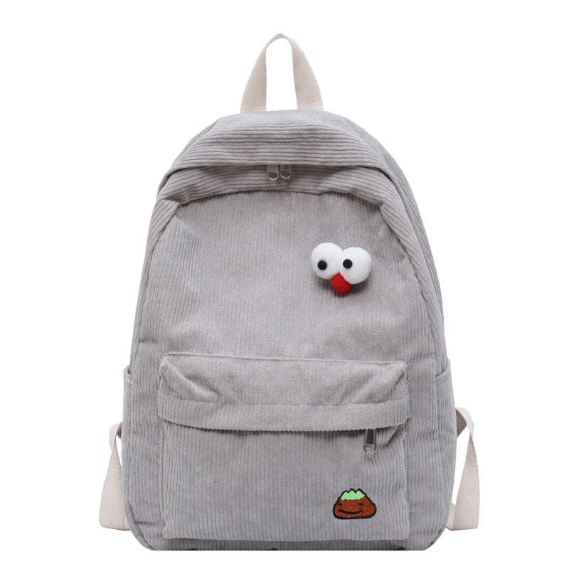 Corduroy backpack women's 2020 new trendy Korean version student campus backpack high school college student school bag