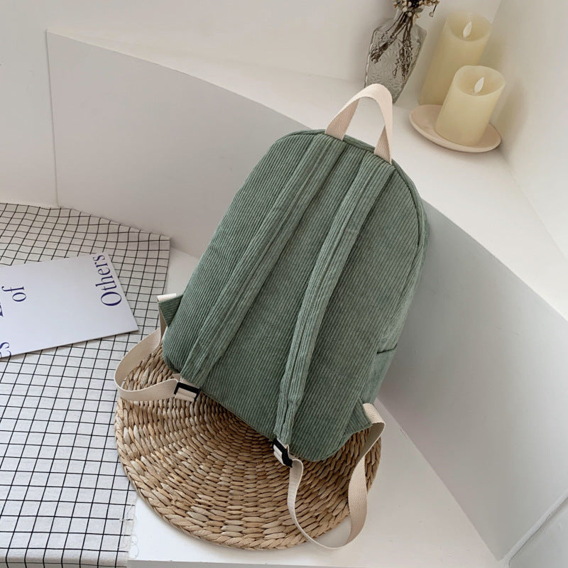 Corduroy backpack women's 2020 new trendy Korean version student campus backpack high school college student school bag