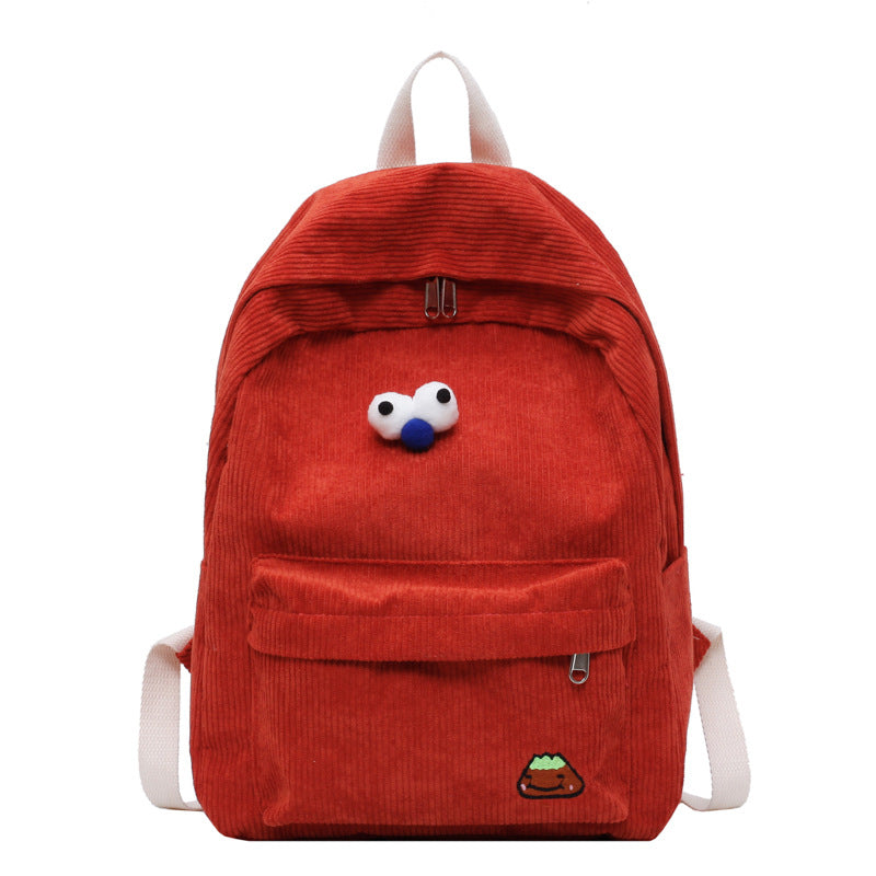 Corduroy backpack women's 2020 new trendy Korean version student campus backpack high school college student school bag