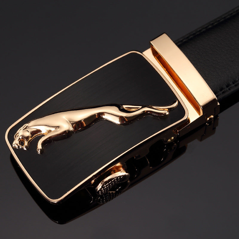 Belt men's genuine leather automatic buckle trousers belt for young and middle-aged students Korean version of the trendy business all-match pure cowhide belt for men