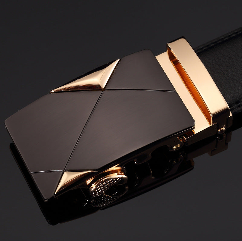 Belt men's genuine leather automatic buckle trousers belt for young and middle-aged students Korean version of the trendy business all-match pure cowhide belt for men