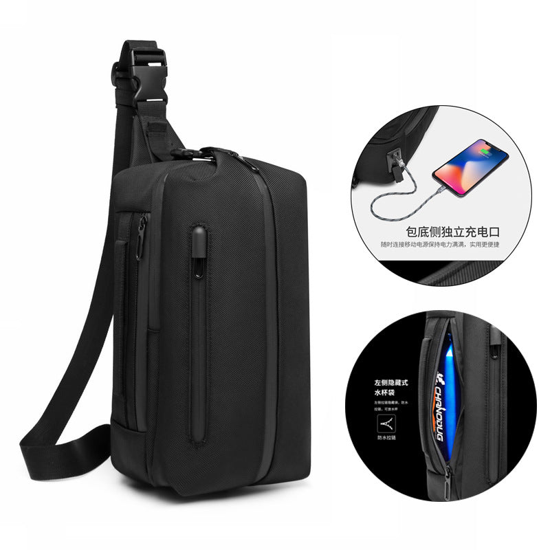 ozuko Korean style chest bag sports trendy brand waist bag casual waterproof crossbody bag Oxford cloth men's chest waist bag