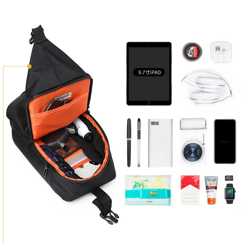 ozuko Korean style chest bag sports trendy brand waist bag casual waterproof crossbody bag Oxford cloth men's chest waist bag