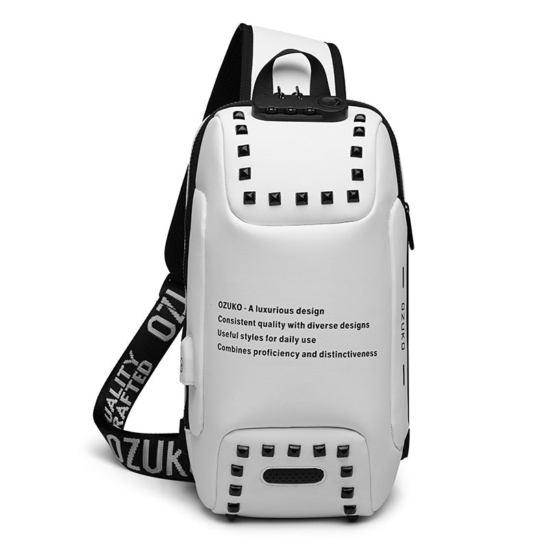 Ozuko men's trendy small chest bag outdoor sports men's crossbody bag casual waterproof Oxford cloth crossbody bag for men
