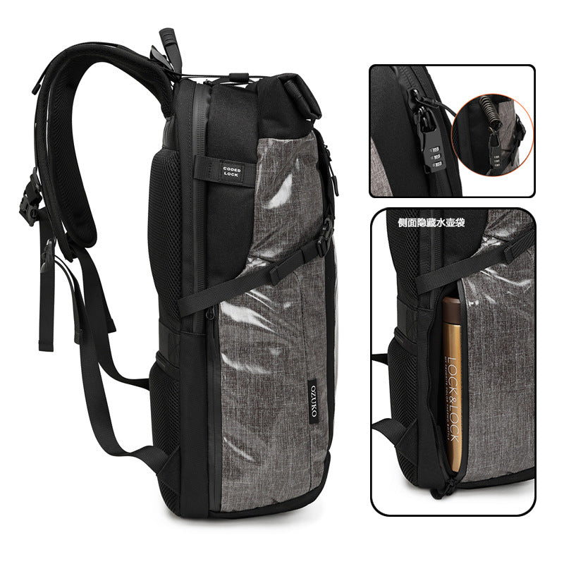 ozuko Korean style men's backpack sports trendy brand computer backpack notebook business waterproof multi-functional travel bag