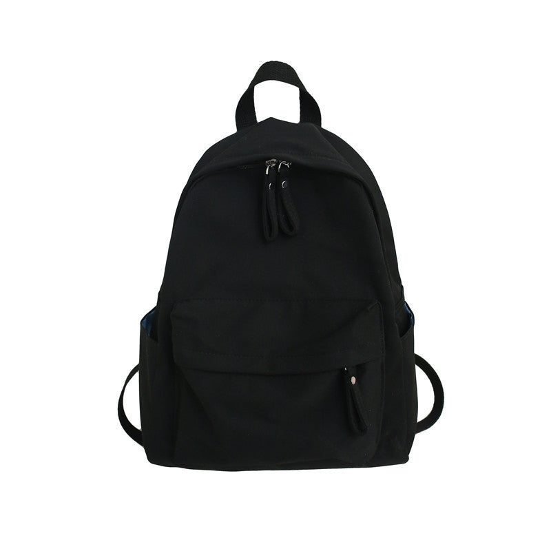 Simple and versatile solid color backpack for women's college birthday, college style school bag, female forest style middle school student trendy backpack
