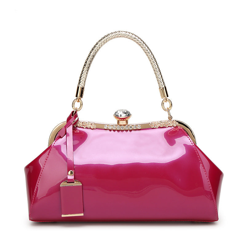 New 2023 European and American Fashion Patent Leather Glossy Women's Bag Bridal Wedding Handbag Women's Shoulder Bag Crossbody Bag