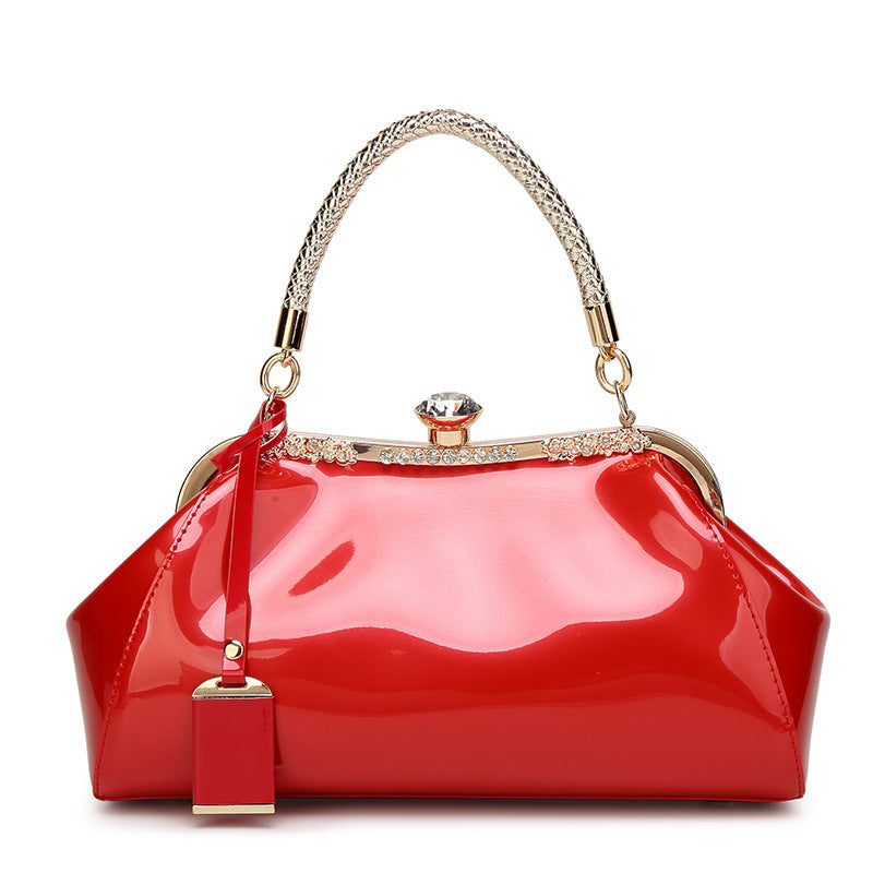 New 2023 European and American Fashion Patent Leather Glossy Women's Bag Bridal Wedding Handbag Women's Shoulder Bag Crossbody Bag