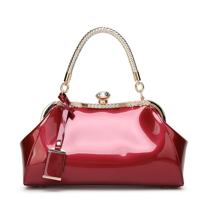 New 2023 European and American Fashion Patent Leather Glossy Women's Bag Bridal Wedding Handbag Women's Shoulder Bag Crossbody Bag