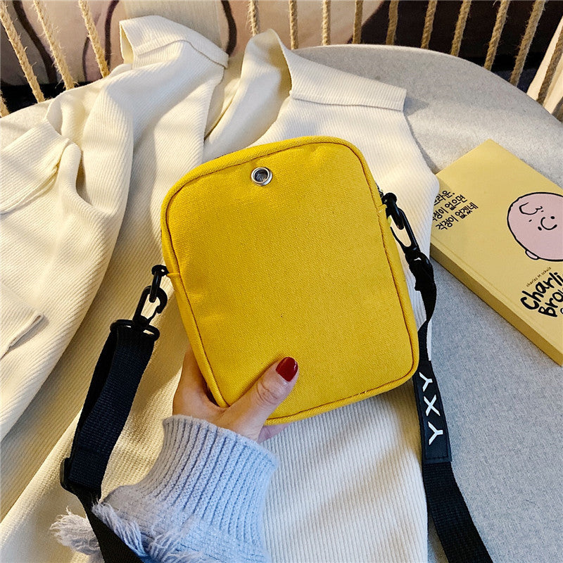 Korean version ins canvas crossbody bag women's bag new 2020 internet celebrity same style student small fresh hand shoulder bag