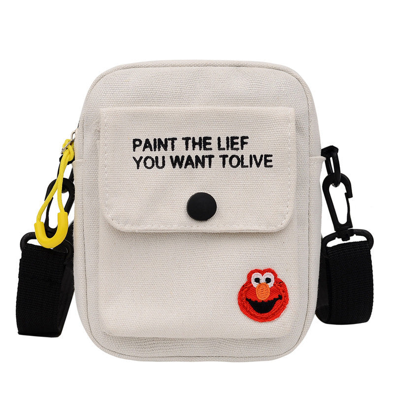 Korean version ins canvas crossbody bag women's bag new 2020 internet celebrity same style student small fresh hand shoulder bag