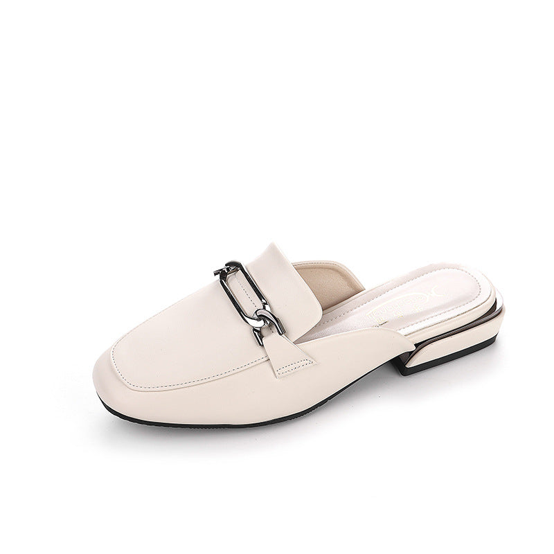 Baotou half slippers women's outerwear fashion 2023 new summer thick heel half slippers summer sandals flat women's trendy shoes