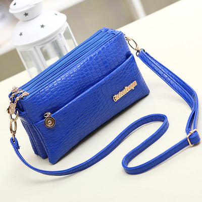 New 2023 women's bag Korean style summer trendy portable one-shoulder cross-body women's bag crocodile pattern clutch bag three-compartment small bag