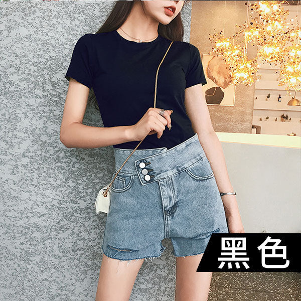 T021 avocado t-shirt women's high waist short-sleeved 2022 new Korean version tight body and mind machine niche matcha green top