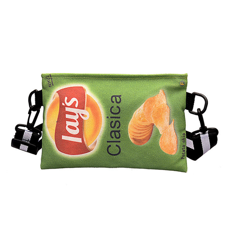 2020 New Funny Small Bag Women's Bag Versatile Potato Chips Personality Trendy Creative Lazy Style Cute Canvas Crossbody Bag