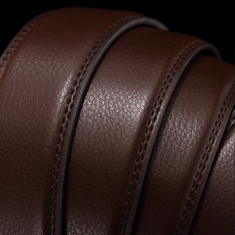 Belt men's genuine leather automatic buckle trousers belt for young and middle-aged students Korean version of the trendy business all-match pure cowhide belt for men