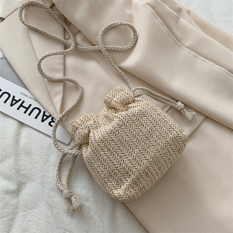 Woven bags for women, new trendy 2020 summer straw woven cute ins bucket bag, personalized girly shoulder crossbody bag