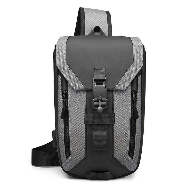 Ozuko new men's cross-body bag casual usb men's chest bag trendy brand waterproof chest bag men's cross-body chest bag