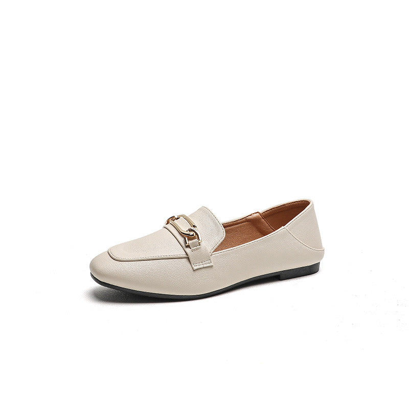 British style small leather shoes women's 2023 new spring and summer women's shoes slip-on peas shoes all-match flat shoes